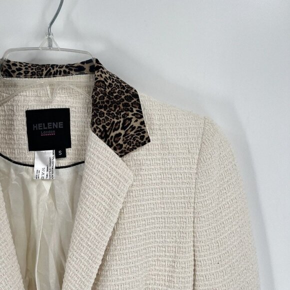 Helene London Cream Animal Print Blazer Boucle Sz Small - Picture 3 of 5